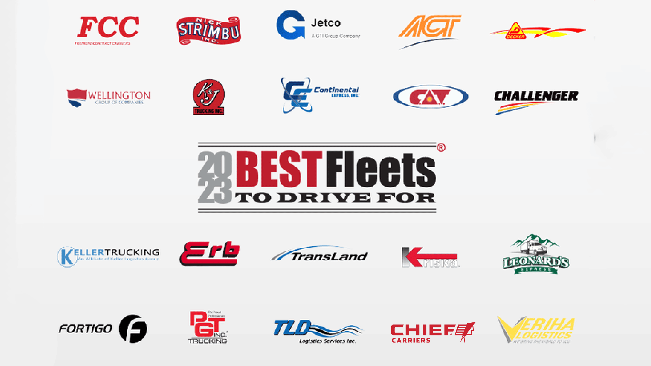 graphic with all of the fleets nominated for 2023 best fleets to drive for