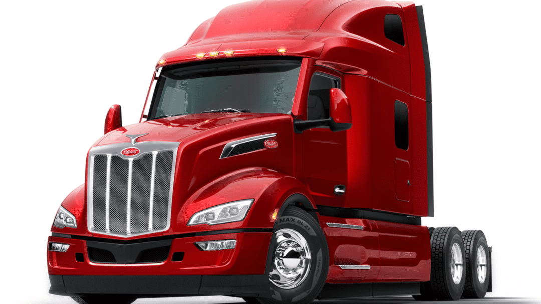 red peterbuilt semi truck