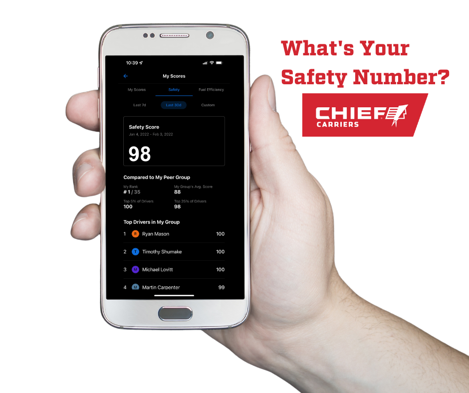 hand holding a mobile device that asks "what's your safety number?" from chief carriers