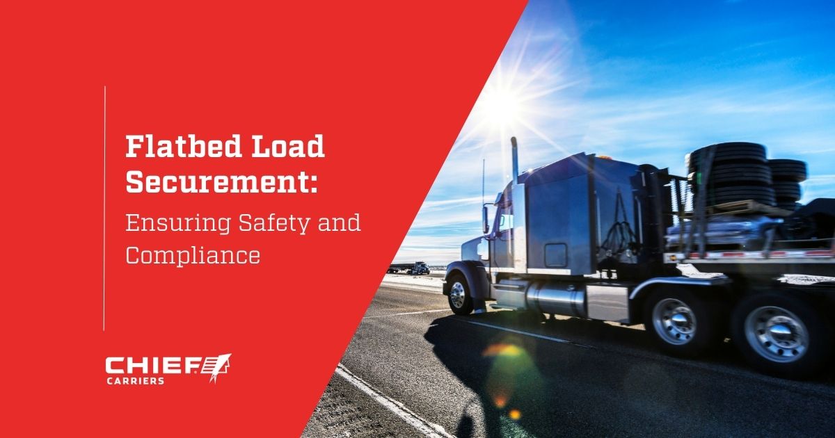 A flatbed truck is pulling a load that is property secured. Thumbnail for the blog post Flatbed Load Securement: Ensuring Safety and Compliance.