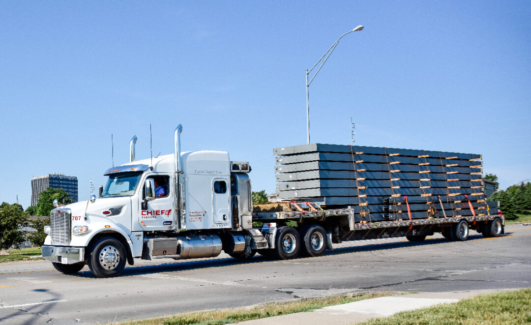 A step-down or drop-down flatbed trailer for Chief Carriers.