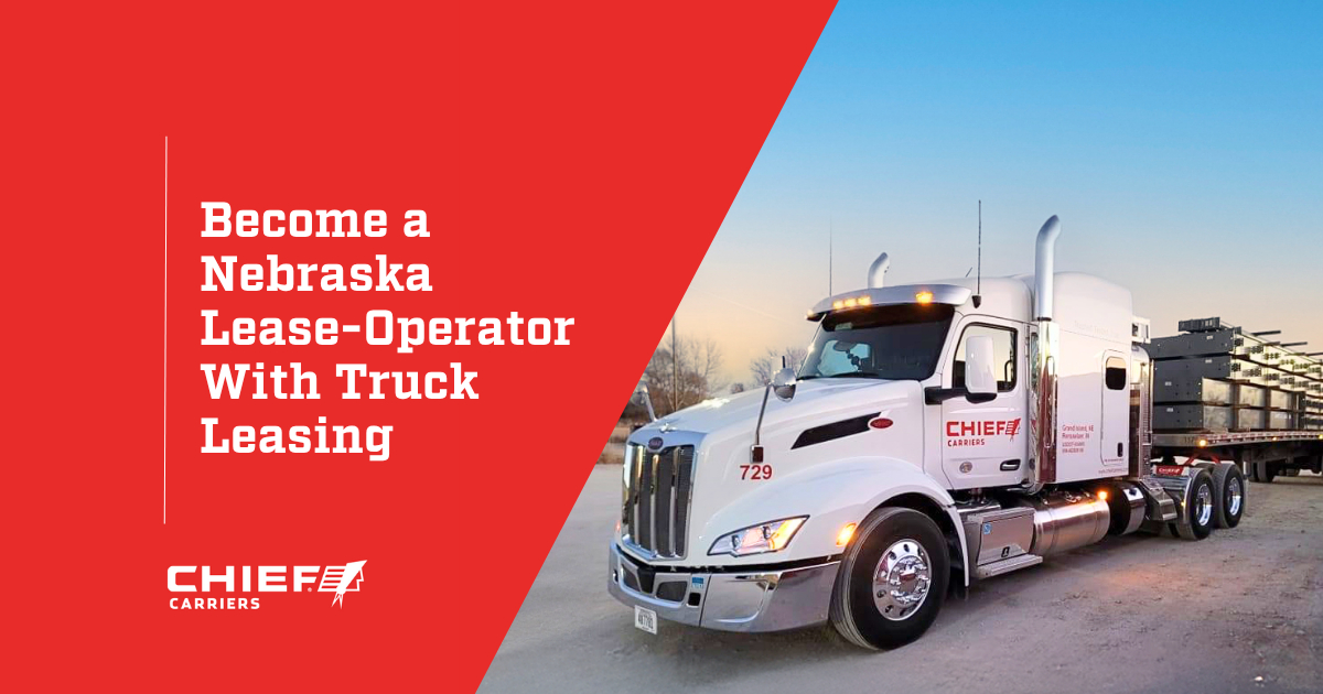 A white Chief Carriers trucks and flatbed load. Thumbnail image for Become a Nebraska Lease-Operator With Truck Leasing.