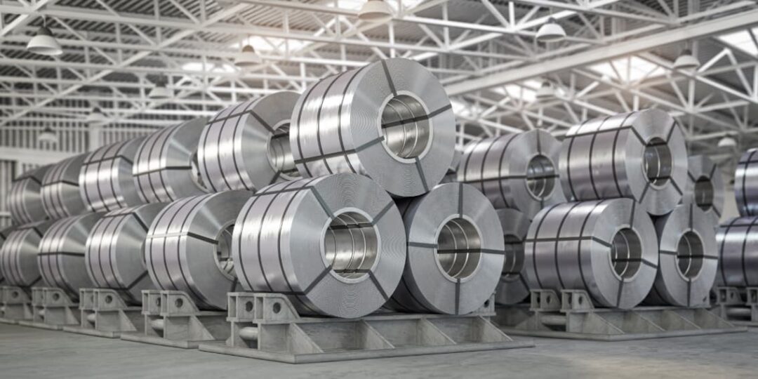 Rolls of steel or zinc.
