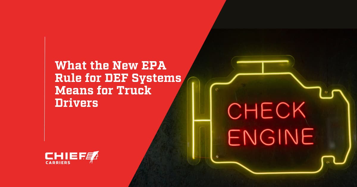 A neon sign in the shape of a check engine light. Thumbnail image for What the New EPA Rule for DEF Systems Means for Truck Drivers.