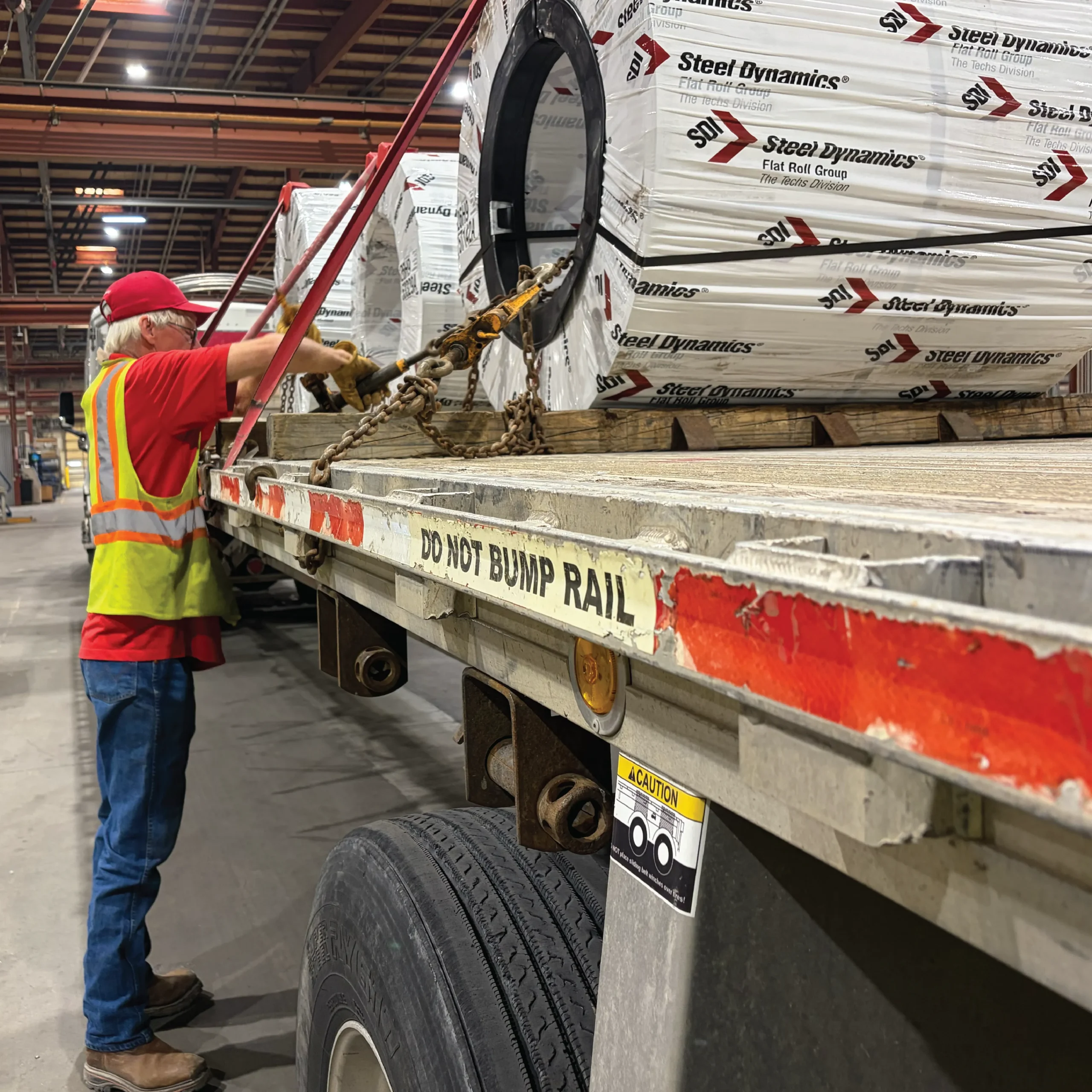 employee loading material.