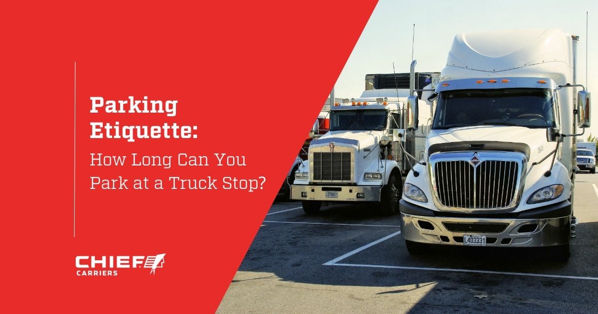 Semi trucks parked at a truck stop. Thumbnail image for Parking Etiquette: How Long Can You Park at a Truck Stop?